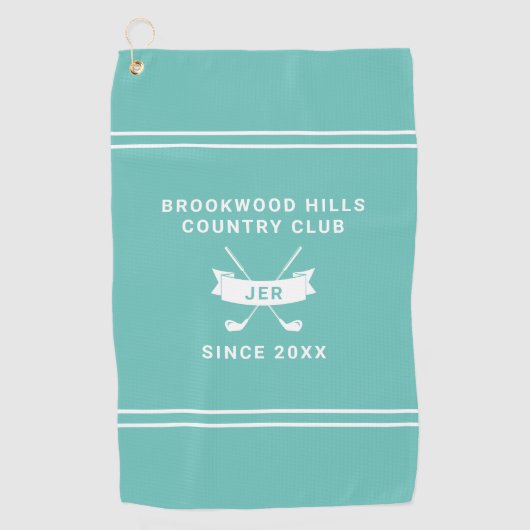 Serviette De Golf Modern Golfer Monogram Initials Golf Clubs Teal (Devant)
