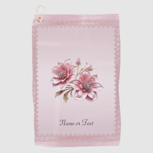 Serviette De Golf Modern Pink Flowers Golf Towel (Devant)