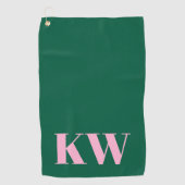 Serviette De Golf Modern Pink Green Monogram Initials Personalized (Devant)