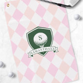 Serviette De Golf Modern Pink Pattern Green Golf Ball Name Monogram