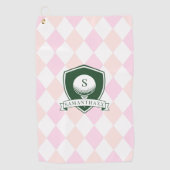 Serviette De Golf Modern Pink Pattern Green Golf Ball Name Monogram (Devant)