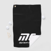 Serviette De Golf Modern Simple Black and White Masculine Monogram (En situation)