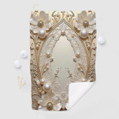 Serviette De Golf Modern White Flowers Pearls Golf Towel (En situation)