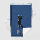 Serviette de golf moderne à monogramme bleu pour h (En situation)
