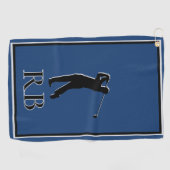 Serviette de golf moderne à monogramme bleu pour h (Horizontal)