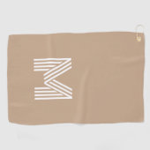 Serviette De Golf Moderne Beige clair Blanc Rétro Monogramme (Horizontal)