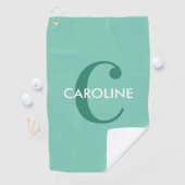 Serviette De Golf Moderne Classique Initiale Turquoise (En situation)