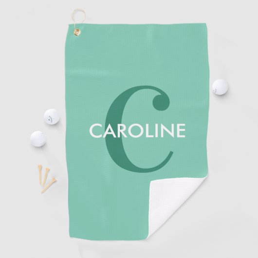 Serviette De Golf Moderne Classique Initiale Turquoise (En situation)