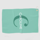 Serviette De Golf Moderne Classique Initiale Turquoise (Horizontal)