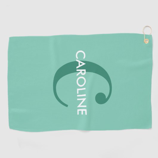 Serviette De Golf Moderne Classique Initiale Turquoise (Horizontal)