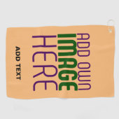 SERVIETTE DE GOLF MODERNE ÉDITABLE PEACH ORANGE IMAGE MODÈLE TEXTE (Horizontal)