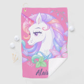 Serviette De Golf Moderne élégant Cute Unicorn (En situation)