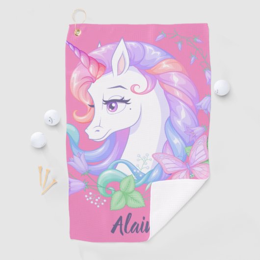 Serviette De Golf Moderne élégant Cute Unicorn (En situation)