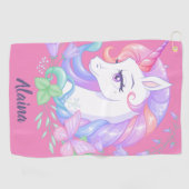 Serviette De Golf Moderne élégant Cute Unicorn (Horizontal)