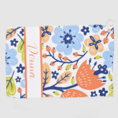 Serviette De Golf Moderne Élégant Monogramme Floral (Horizontal)