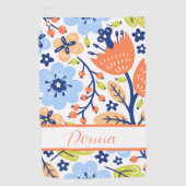 Serviette De Golf Moderne Élégant Monogramme Floral (Devant)