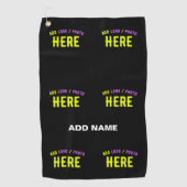 SERVIETTE DE GOLF MODERNE ET MODERNE PERSONNALISABLE NOIR VÉRIFIÉ (Devant)