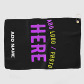 SERVIETTE DE GOLF MODERNE ET MODERNE PERSONNALISABLE NOIR VÉRIFIÉ (Horizontal)