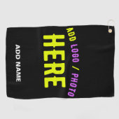 SERVIETTE DE GOLF MODERNE ET MODERNE PERSONNALISABLE NOIR VÉRIFIÉ (Horizontal)