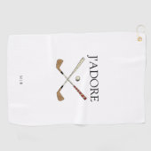 Serviette De Golf Moderne J'adore I Love Golf (Horizontal)