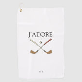 Serviette De Golf Moderne J'adore I Love Golf (Devant)