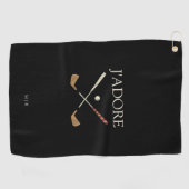 Serviette De Golf Moderne J'adore I Love Golf Black (Horizontal)