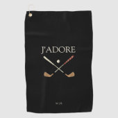 Serviette De Golf Moderne J'adore I Love Golf Black (Devant)