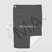 Serviette De Golf Moderne Monogramme Personnalisé Gris (En situation)