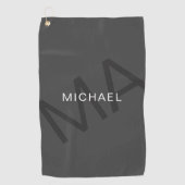 Serviette De Golf Moderne Monogramme Personnalisé Gris (Devant)