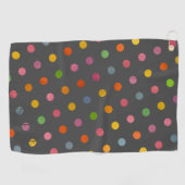 Serviette De Golf Moderne Pastel Pois Charcoal Grey Monogramme (Horizontal)