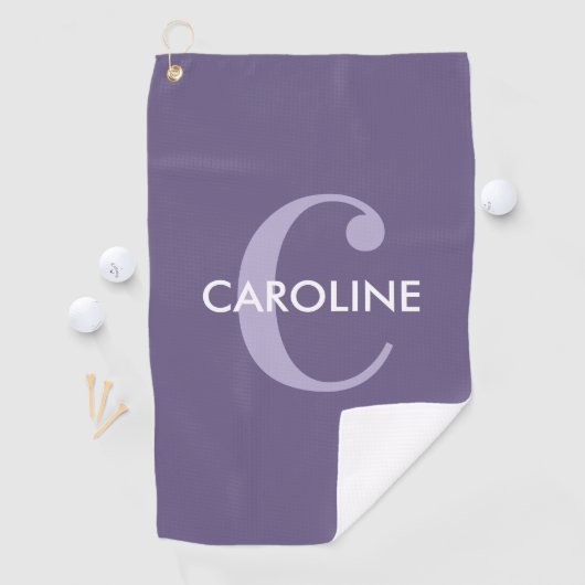 Serviette De Golf Moderne simple classique initial violet (En situation)