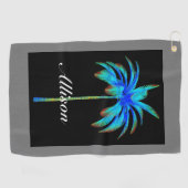 Serviette De Golf Moderne Tropical Turquoise Palm Tree Personnalisé (Horizontal)