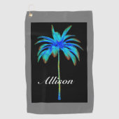 Serviette De Golf Moderne Tropical Turquoise Palm Tree Personnalisé (Devant)