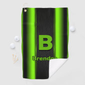 Serviette De Golf Modifier le nom d'ajout initial Bandes vertes et n (En situation)