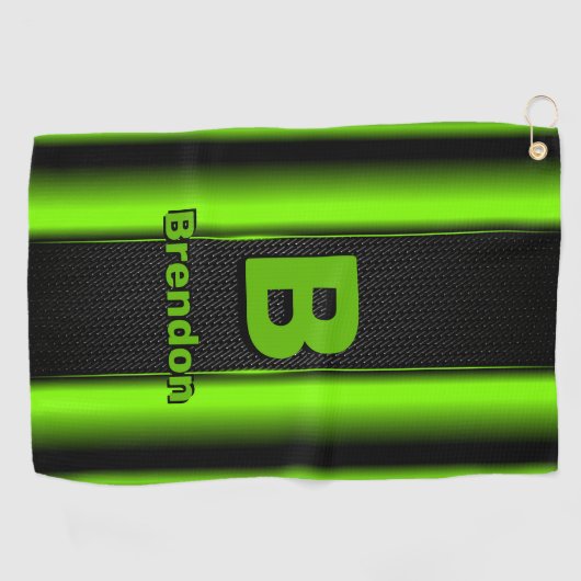 Serviette De Golf Modifier le nom d'ajout initial Bandes vertes et n (Horizontal)