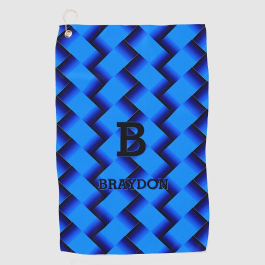 Serviette De Golf Modifier le nom initial Ajouter le nom Blue Woven (Devant)