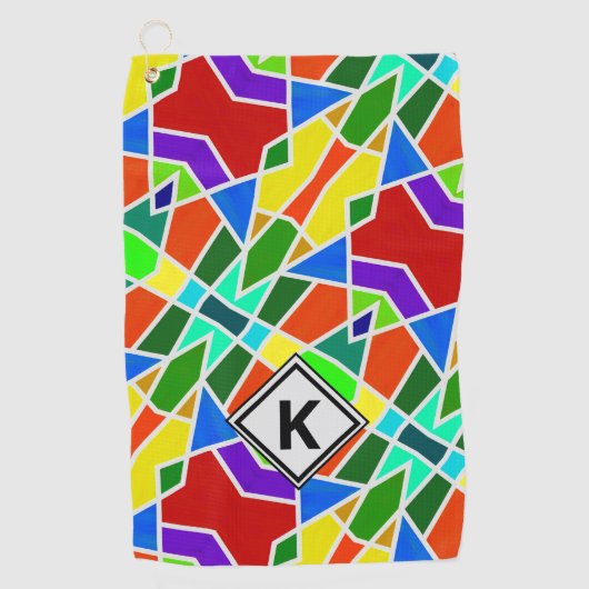 Serviette De Golf Modifier les triangles de couleurs d'art géométriq (Devant)