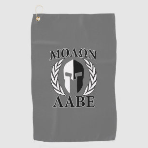 Serviette De Golf Molon Labe noir blanc Casque de guerrier spartiate