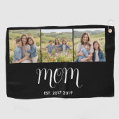 Serviette De Golf Mom Established Modern Bold Script Black 3 Photo (Horizontal)
