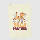 Serviette De Golf Mon Chat Est Mon Partenaire De Yoga (Devant)