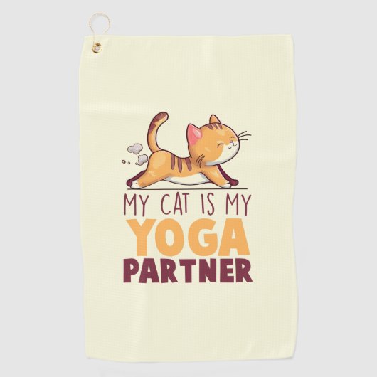 Serviette De Golf Mon Chat Est Mon Partenaire De Yoga (Devant)