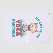 Serviette De Golf Mon Chat Est Mon Partenaire De Yoga - Adorable Méd (Horizontal)