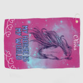 Serviette De Golf Mon Cheval Est Ma Magenta Mondiale (Horizontal)