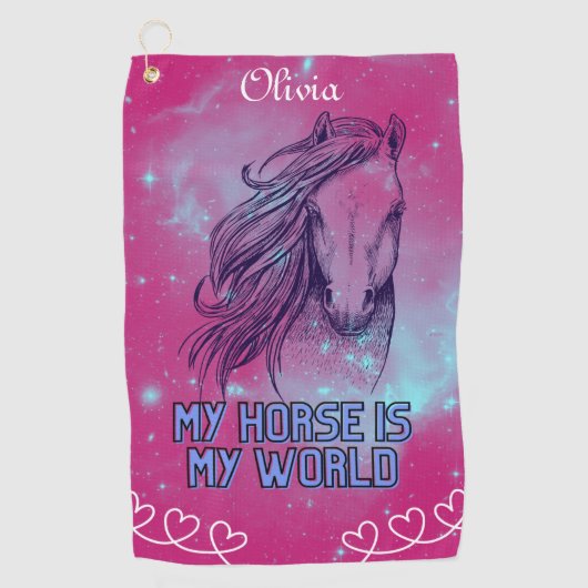 Serviette De Golf Mon Cheval Est Ma Magenta Mondiale (Devant)