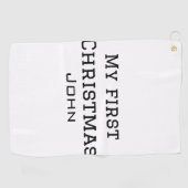 Serviette De Golf Mon premier Noël ajouter nom masculin hommes texte (Horizontal)