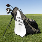 Serviette De Golf Mon premier Noël ajouter nom masculin hommes texte (Vert)