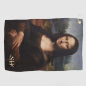 Serviette De Golf Mona Lisa & monogrammed Golf /Leonardo da Vinci (Horizontal)