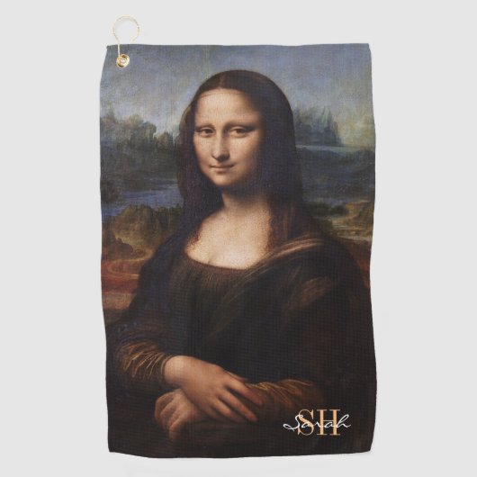 Serviette De Golf Mona Lisa & monogrammed Golf /Leonardo da Vinci (Devant)