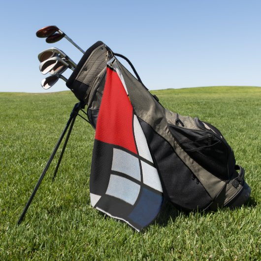 Serviette De Golf Mondrian - Composition avec un grand plan rouge (Vert)