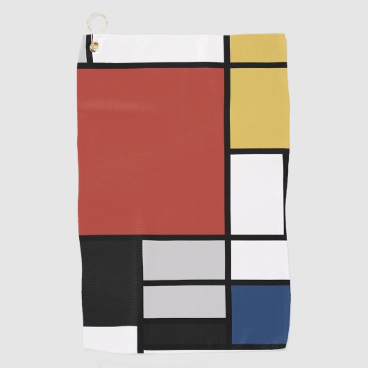 Serviette De Golf Mondrian Peinture Rouge Plane Jaune Noir Gris Bleu (Devant)